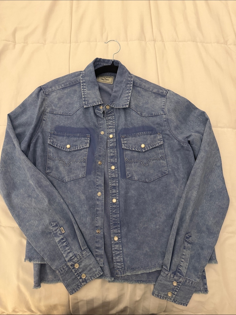 Kimes Ranch Light Blue Denim Western Button-Down Shirt